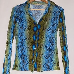 Michael Kors Snake Print Button Down Top